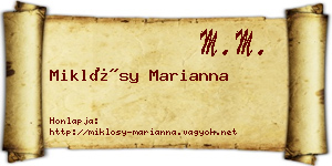 Miklósy Marianna névjegykártya